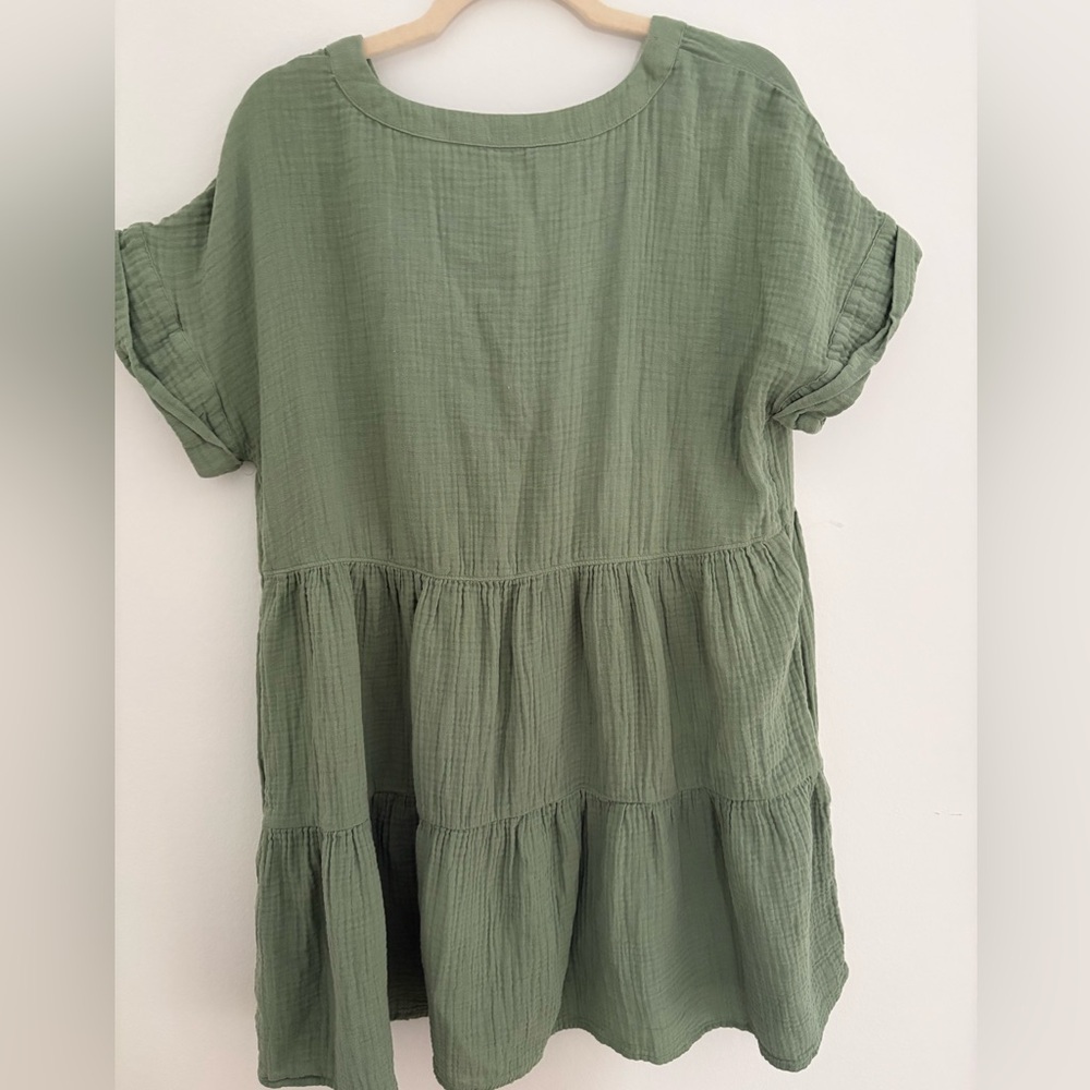 Madewell Sage Green Button-Front Mini Dress - Picture 6 of 10
